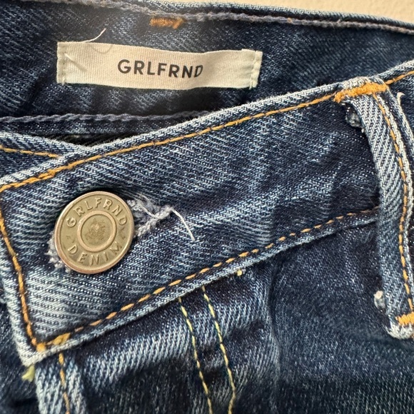 GRLFRND Tatum Mid-Rise Micro Bootcut Only Lies Cropped Cotton Blue Jeans Size 30 - Picture 14 of 16